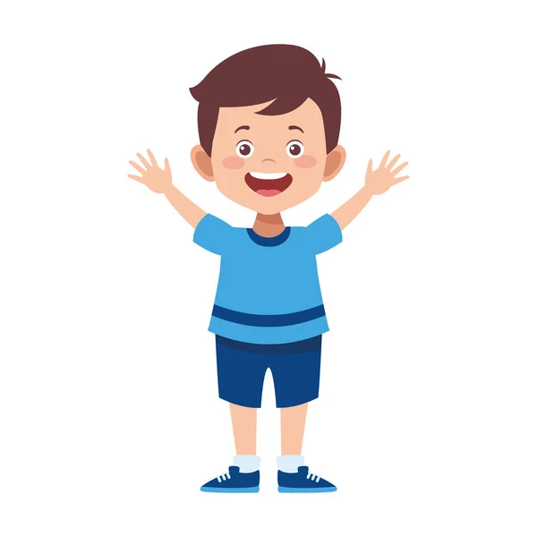 Desenho animado menino ícone feliz, design plano — Vetor de Stock