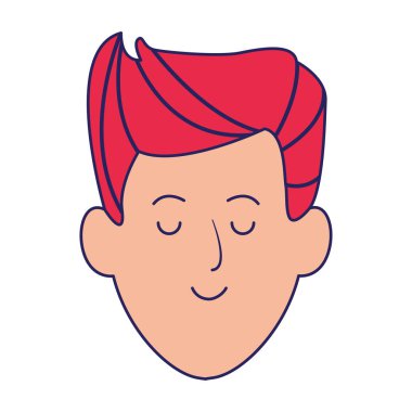 Genç adam yüzü simgesi, düz tasarım