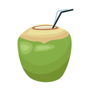 Hindistan cevizi içeceği ikonu, renkli tasarım