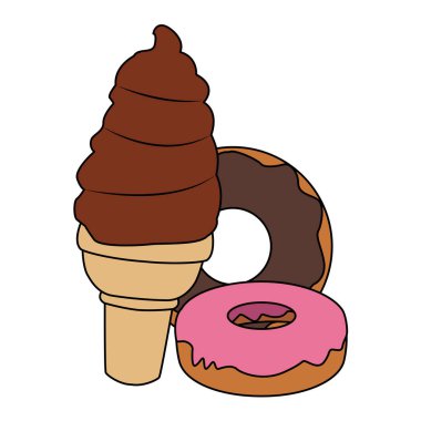 Dondurma ve tatlı çörek ikonu