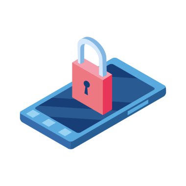 asma kilit ve akıllı telefon simgesi, düz tasarım