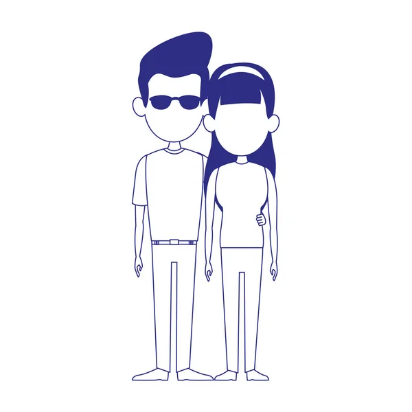 Cool guy and woman standing icon, design plat — Image vectorielle