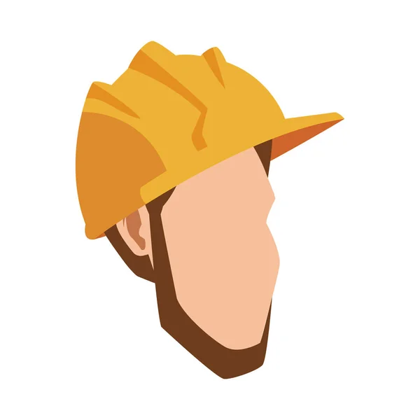 Homem dos desenhos animados com ícone capacete de segurança — Vetor de Stock