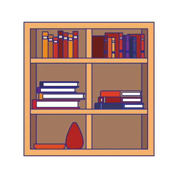 Knihovna s ikonou knihy, barevný design — Stockový vektor