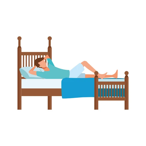 Avatar homme couché sur l'icône du lit — Image vectorielle