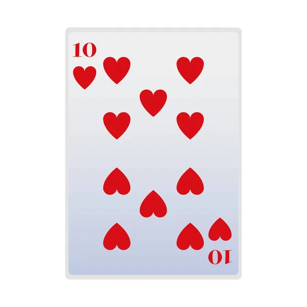 Dez do ícone do cartão dos corações, projeto liso — Vetor de Stock