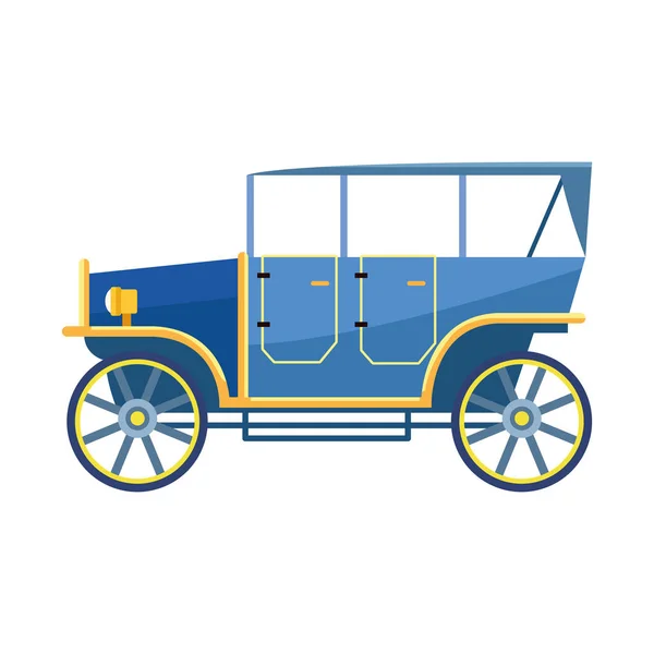 Ícone de carro vintage azul, design plano — Vetor de Stock