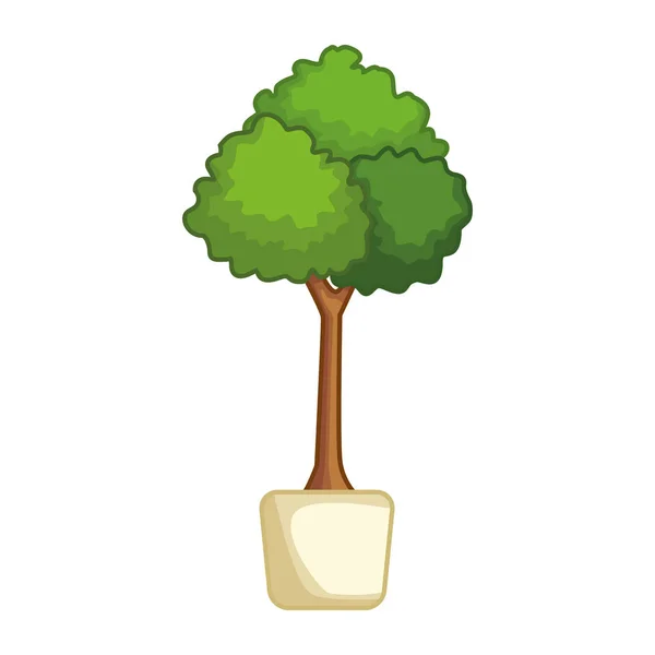 Planta de árbol en el icono de la olla — Vector de stock