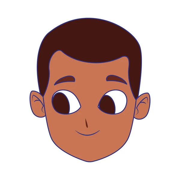 Χαριτωμένο Happy αγόρι εικονίδιο πρόσωπο, επίπεδη σχεδίαση — Διανυσματικό Αρχείο