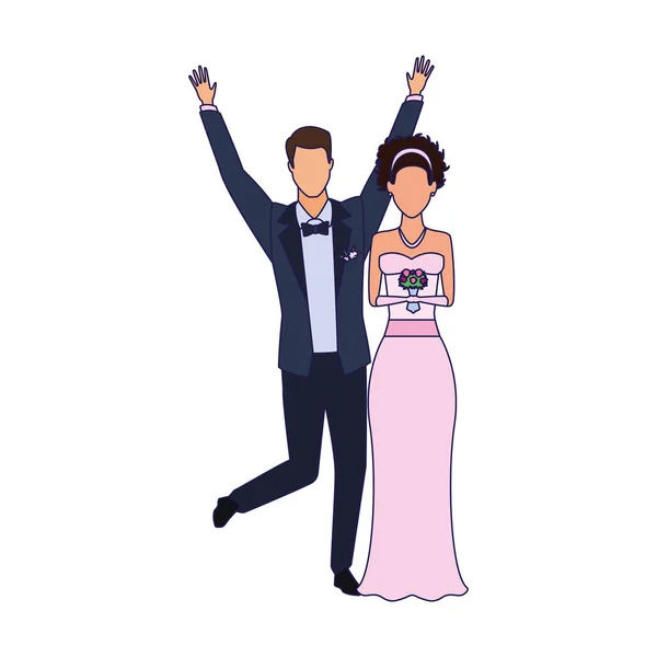 Щасливий наречений і значок нареченої, плоский дизайн — стоковий вектор