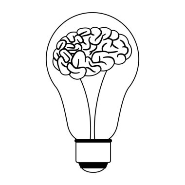 Beyin ikonlu ampul, düz tasarım