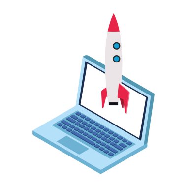 İzole edilmiş roket ikonu vektör tasarımı