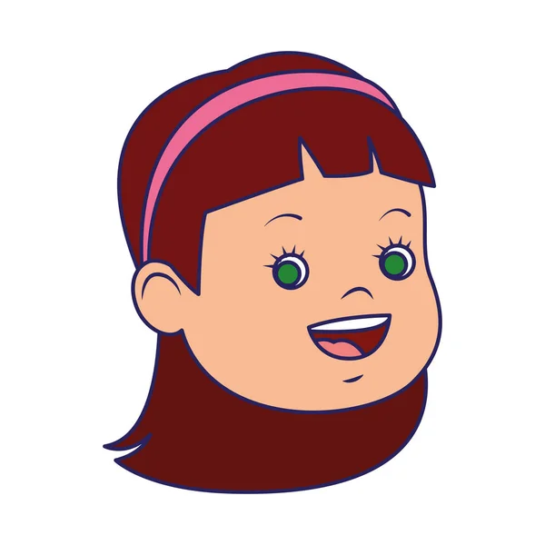 Dessin animé fille avec bandeau icône, design plat — Image vectorielle