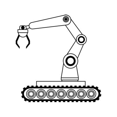 Beyaz arkaplan üzerinde robotik kol simgesi, yapay zeka tasarımı ,