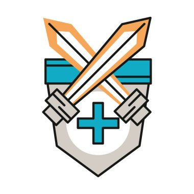 kalkan ve kılıçlar izole edilmiş simge