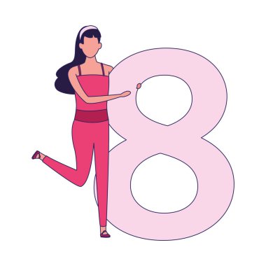 Büyük sekiz numara ikonu olan kadın
