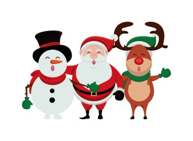 Mutlu noeller Noel Baba ve grup karakterleri