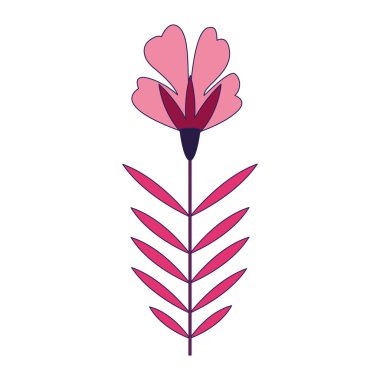 güzel pembe çiçek ikonu, düz tasarım