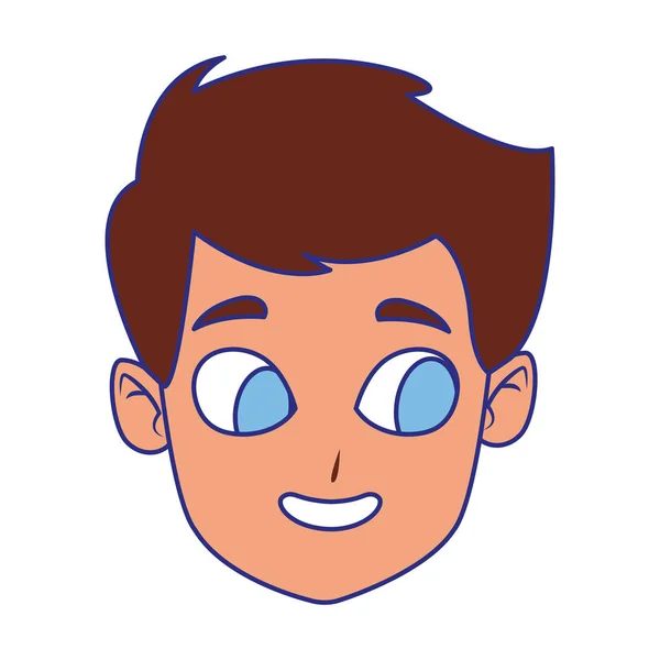 Kreslený chlapec s modrýma očima, barevný design — Stockový vektor