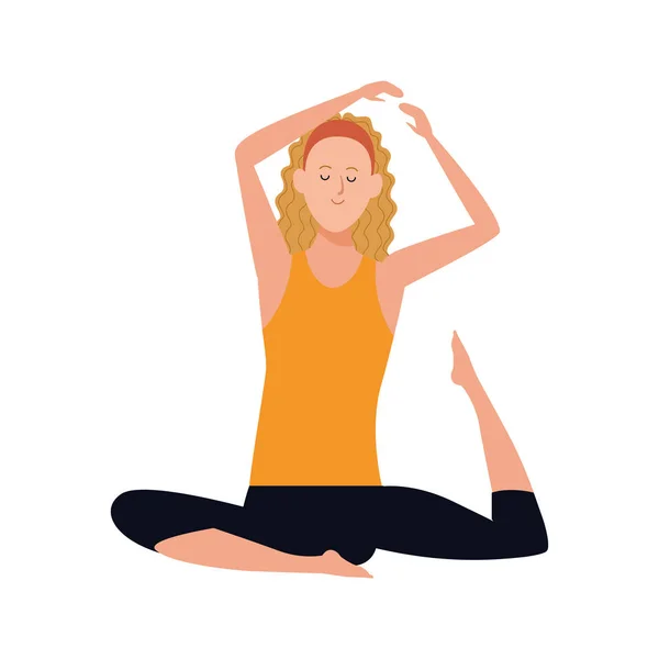 Mujer practicando yoga icono, diseño colorido — Vector de stock