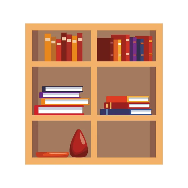 Estantería con el icono de libros, diseño colorido — Vector de stock