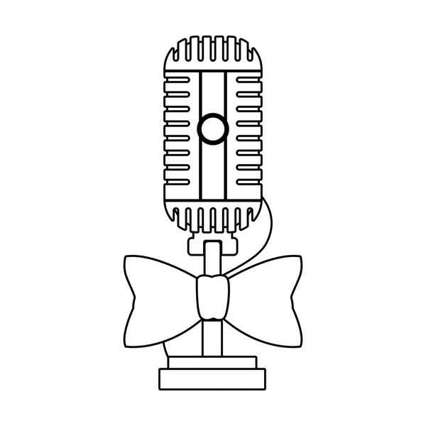 Microphone avec icône noeud papillon, design plat — Image vectorielle
