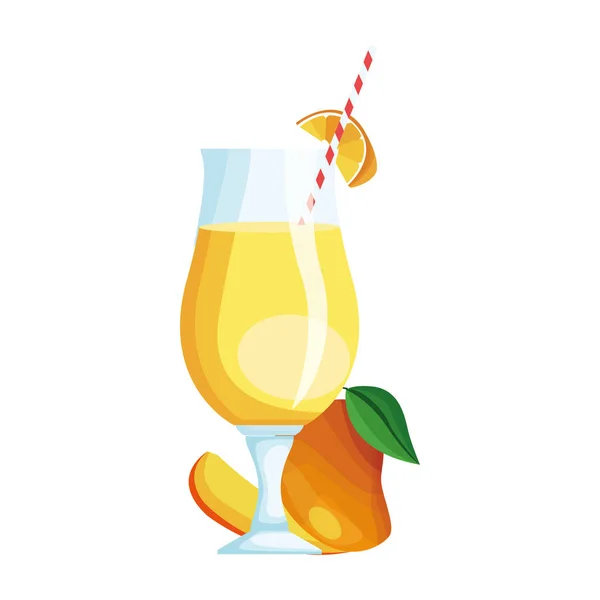 Icône en verre de jus de mangue, design coloré — Image vectorielle
