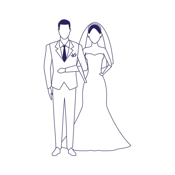 Avatar pareja casada icono, diseño plano — Vector de stock