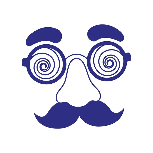 Gafas locas y bigote icono — Vector de stock