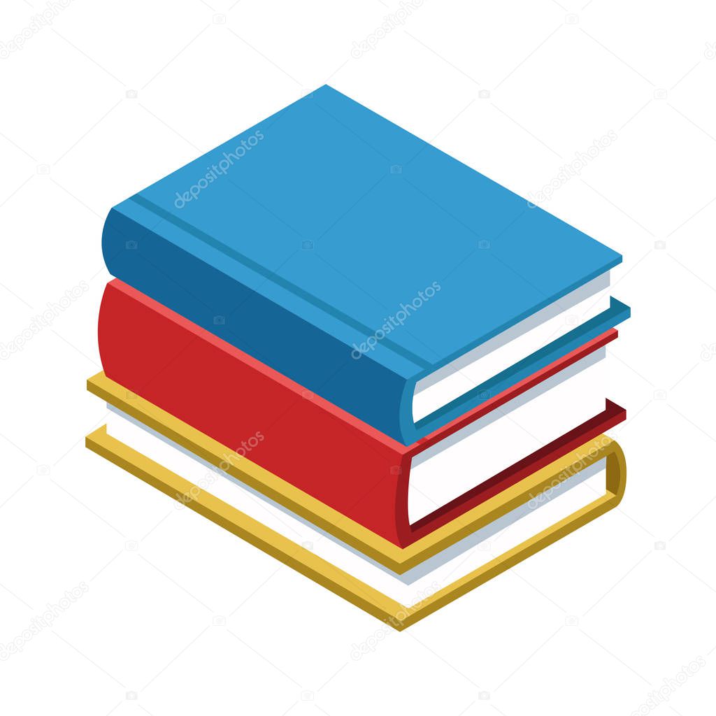stack of books icon, colorful and flat design