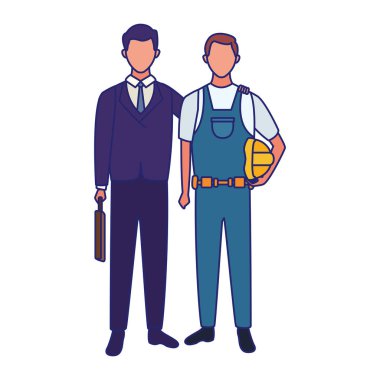 İşadamı ve inşaat işçisi ayakta