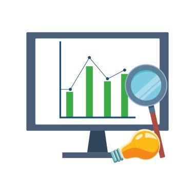 Grafik grafikli bilgisayar ve büyüteç