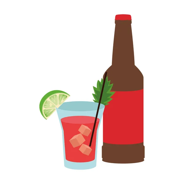 Shot and beer bottle icon, colorful design — 스톡 벡터