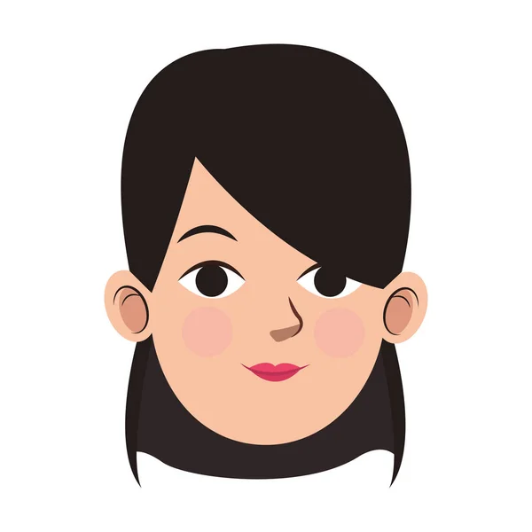 Cartoon woman face icon, colorful design — 스톡 벡터