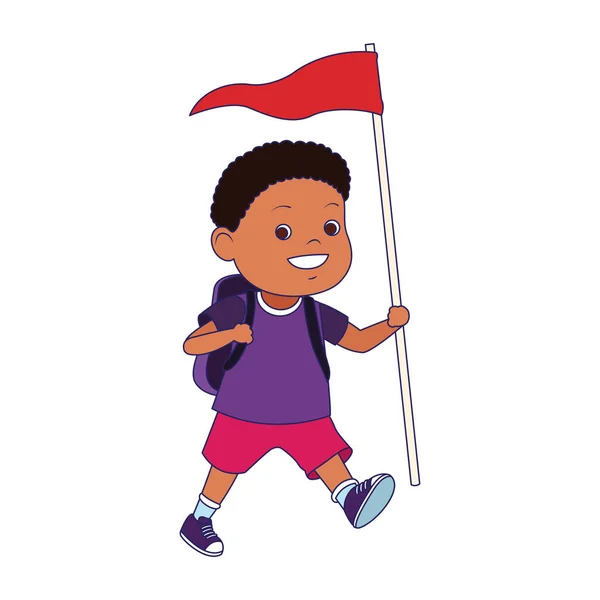 Çizgi film kaşifi çocuk bayrak ikonu, renkli tasarım — Stok Vektör