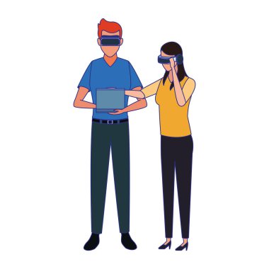 artırılmış gerçeklik teknolojisini kullanan erkek ve kadın