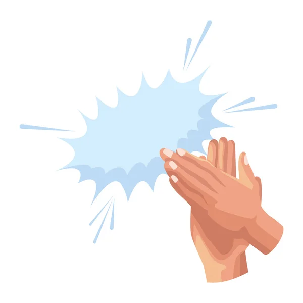 Handen klappen met burst effect icoon — Stockvector