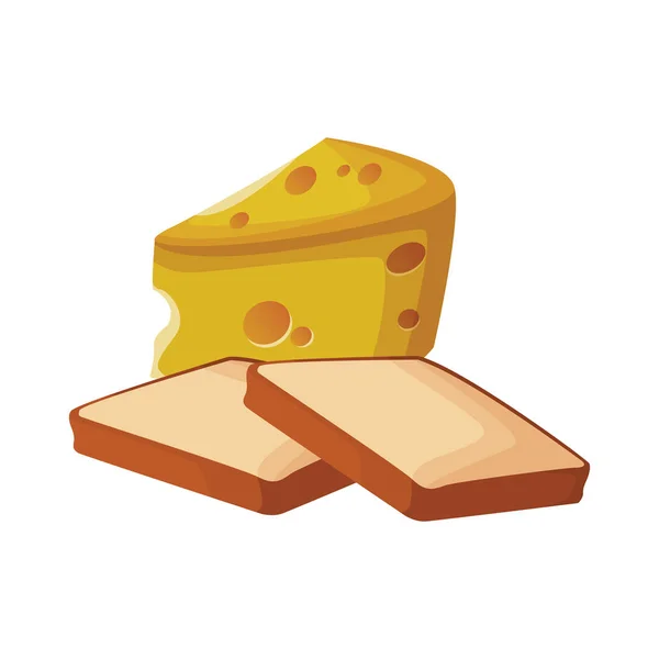 Brood en kaas stuk icoon — Stockvector