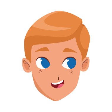 Şirin, neşeli çocuk yüzü simgesi, renkli tasarım.