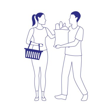 süpermarket müşterileri simgesi, düz tasarım