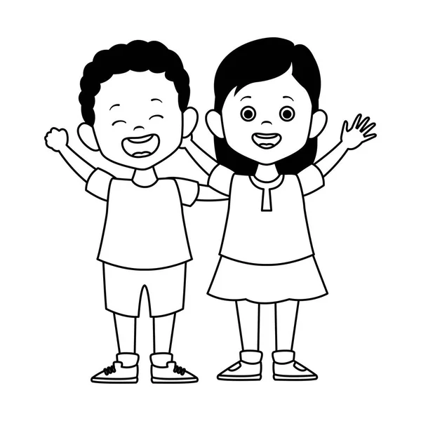 Мультяшна щаслива пара хлопчика і дівчинки — стоковий вектор