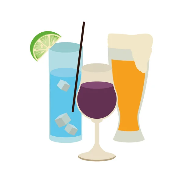 Bicchiere di birra e bicchieri da cocktail icona — Vettoriale Stock