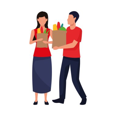 süpermarket müşterileri simgesi, düz renkli tasarım