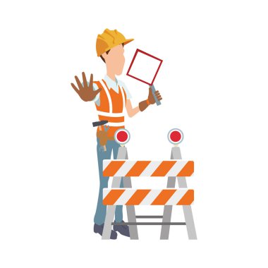 İnşaat işçisi ve güvenlik bariyeri simgesi