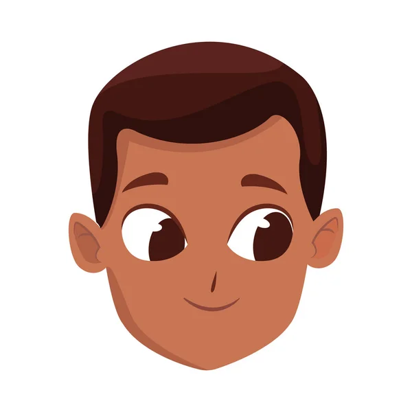 Lindo niño feliz cara icono, diseño plano — Vector de stock