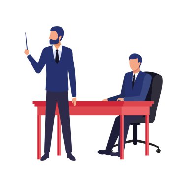 Ofisteki avatar işadamları, renkli tasarım.