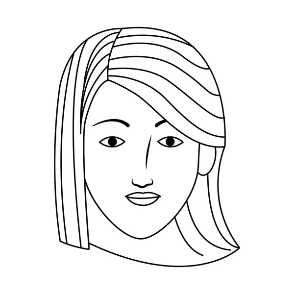 Icône visage femme adulte, design plat — Image vectorielle