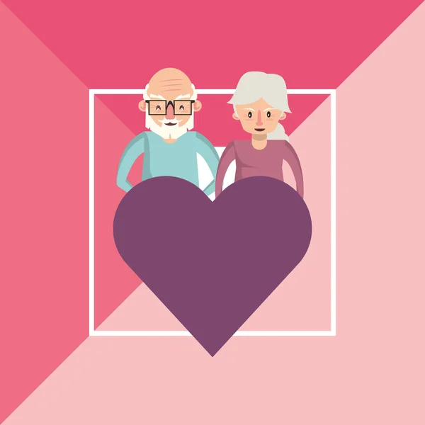 可愛い祖父母の恋人たち — ストックベクタ