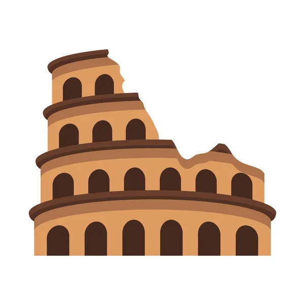 Romeins colosseum icoon, plat ontwerp — Stockvector
