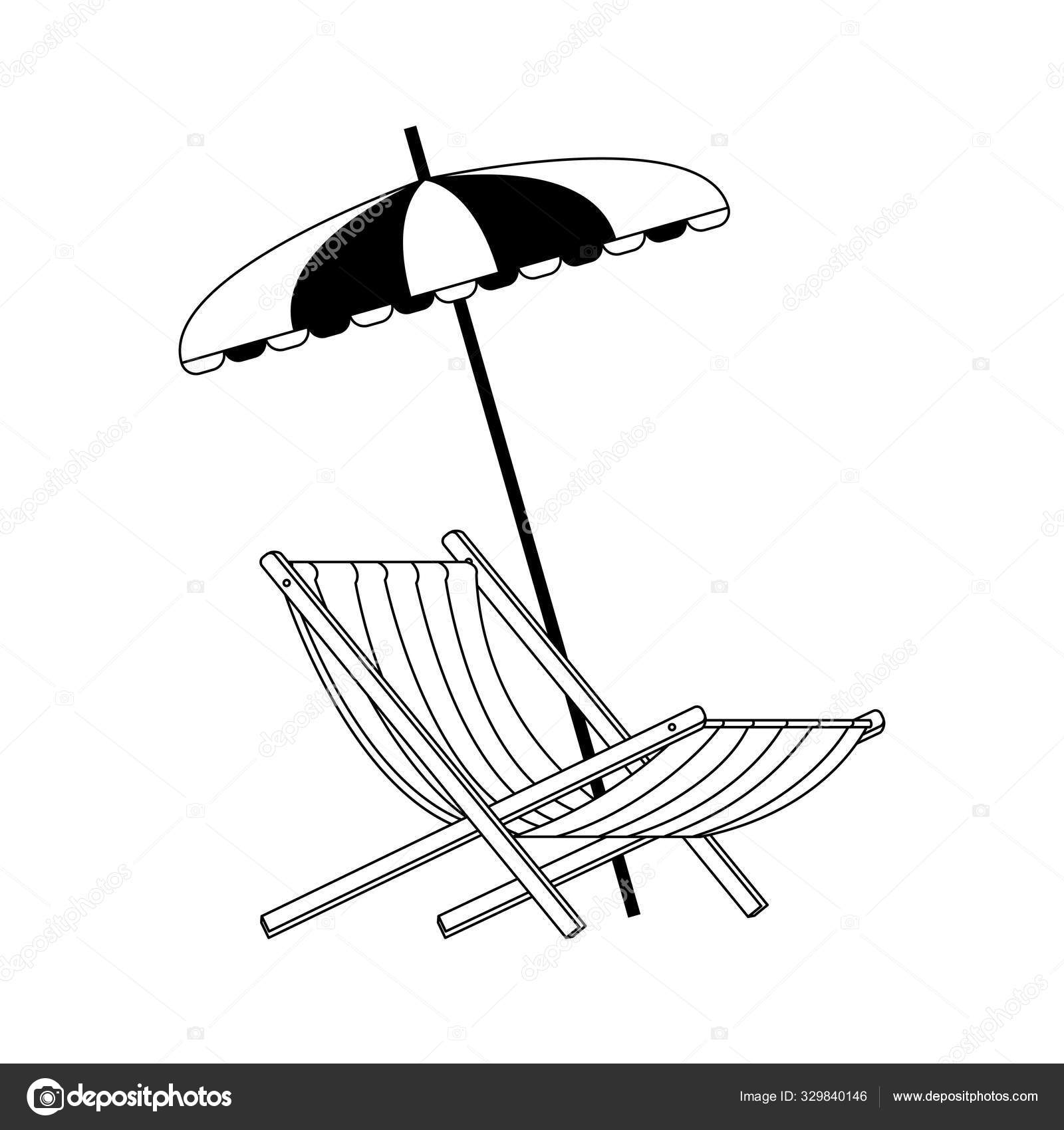 Sombrilla y silla de playa, diseño plano — Vector de stock © jemastock